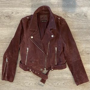 BLANK NYC Plum Purple Suede Leather Moto Jacket
